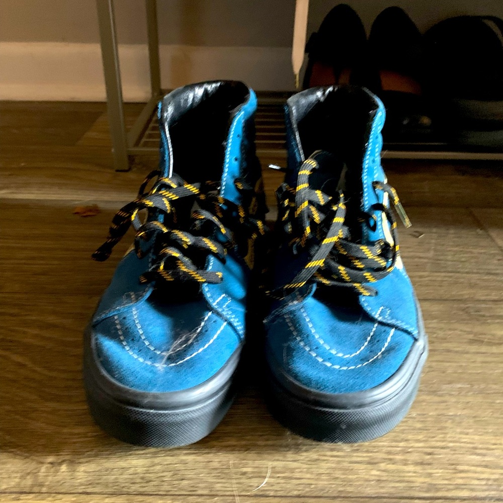 Blue soft material high top vans